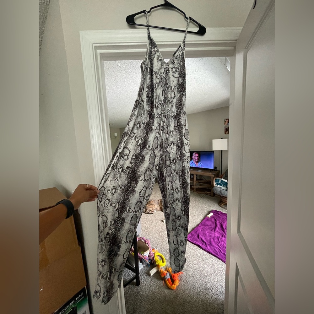 Snake print jump suit